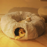 2 in 1 Foldable Indoor Soft Round Cat Tunnel Bed - milospaw