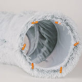 2 in 1 Foldable Indoor Soft Round Cat Tunnel Bed - milospaw