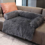 Calming Furniture Protector Dog Bed - Fuzzy Backrest - milospaw