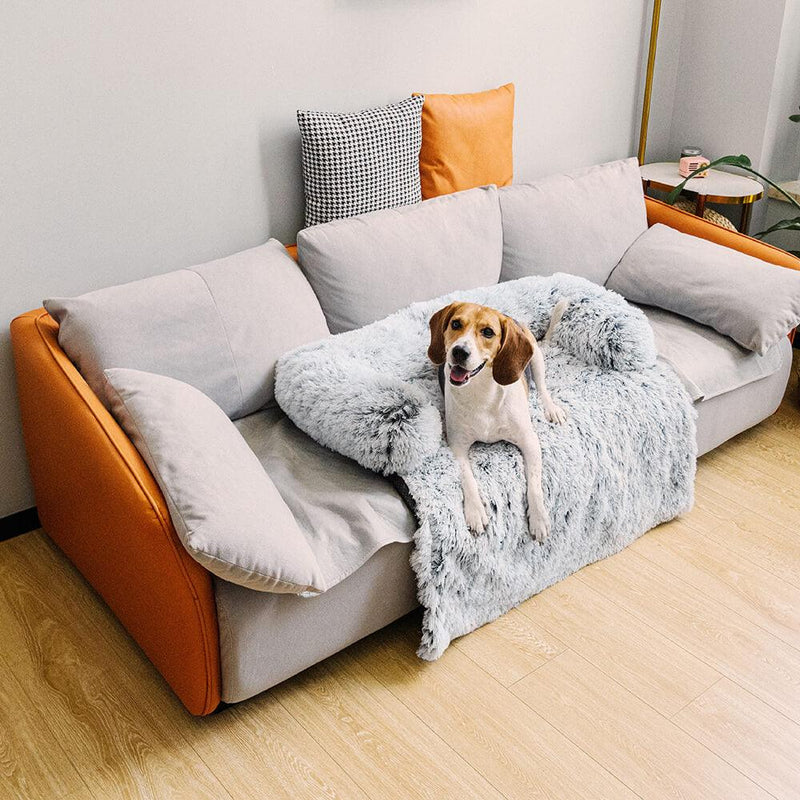 Calming Furniture Protector Dog Bed - Fuzzy Backrest - milospaw