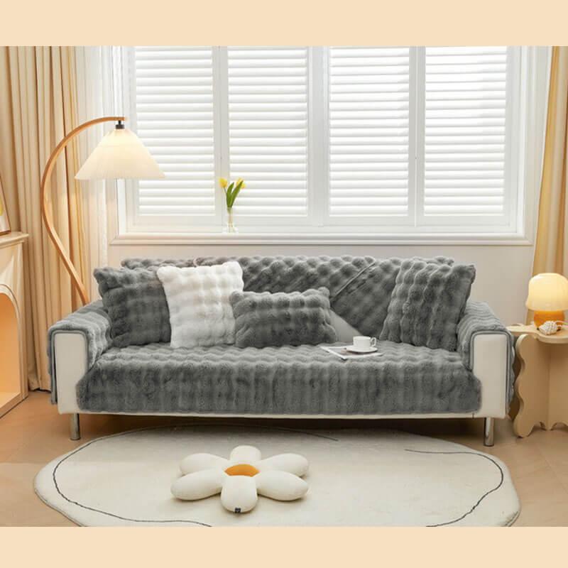 Cosy Plush Solid Colour Non-slip Couch Cover - milospaw