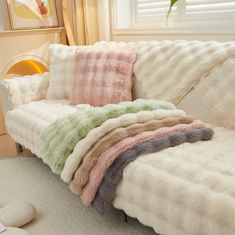 Cosy Plush Solid Colour Non-slip Couch Cover - milospaw