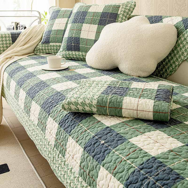 Cotton Plaid Anti-scratch Couch Cover - milospaw