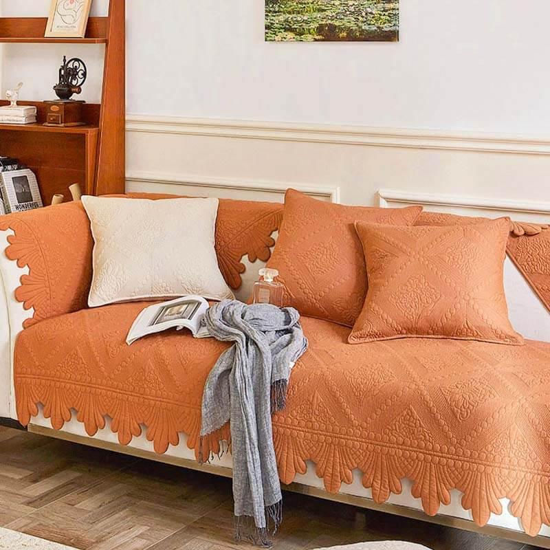 Fashion Leaf Trim Cotton Washable Couch Cover - milospaw