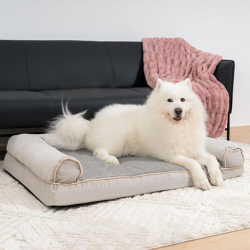 Faux Fleece & Suede Full Support Orthopedic Dog Bed - milospaw