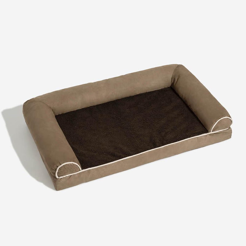 Faux Fleece & Suede Full Support Orthopedic Dog Bed - milospaw