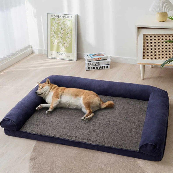 Faux Fleece & Suede Full Support Orthopedic Dog Bed - milospaw