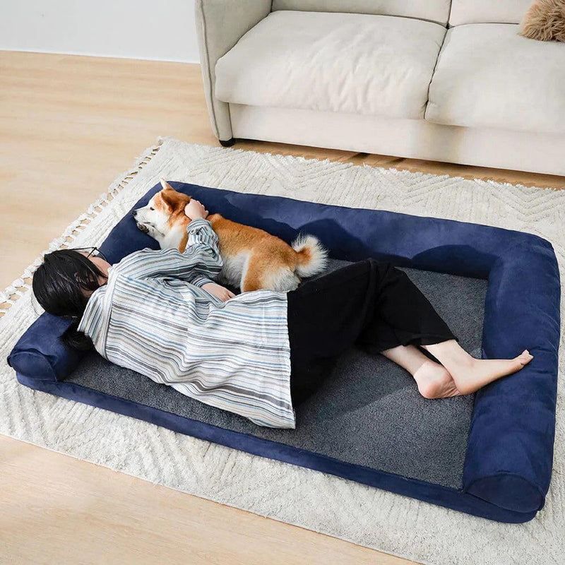 Faux Fleece & Suede Full Support Orthopedic Dog Bed - milospaw