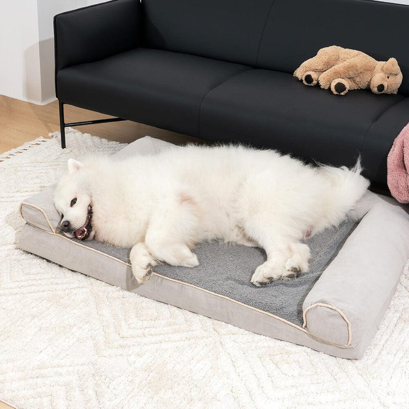 Faux Fleece & Suede Full Support Orthopedic Dog Bed - milospaw