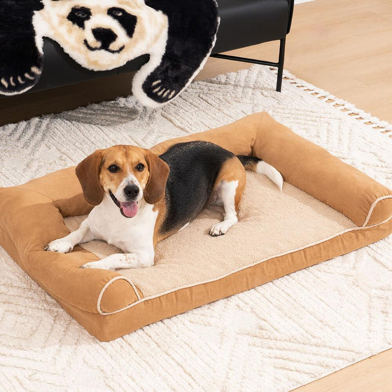 Faux Fleece & Suede Full Support Orthopedic Dog Bed - milospaw