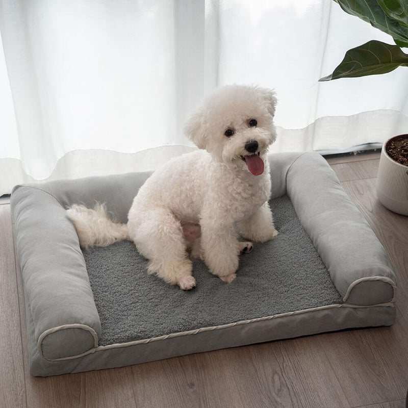 Faux Fleece & Suede Full Support Orthopedic Dog Bed - milospaw