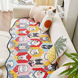 Funny Cotton Protective Couch Cover - Dog & Cat Puzzle - milospaw