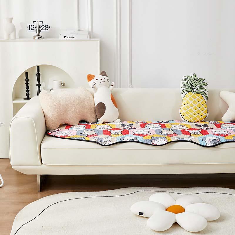 Funny Cotton Protective Couch Cover - Dog & Cat Puzzle - milospaw