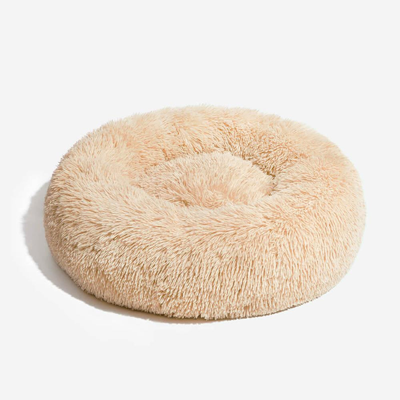 Fuzzy Round Fluffy Dog Bed - milospaw