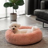 Fuzzy Round Fluffy Dog Bed - milospaw