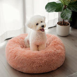 Fuzzy Round Fluffy Dog Bed - milospaw