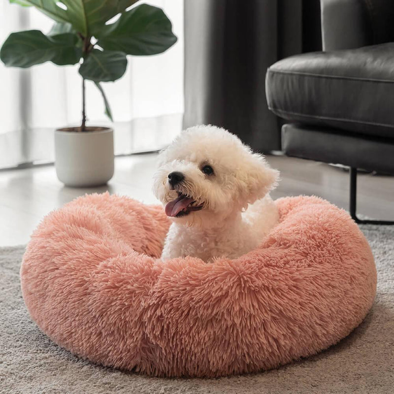 Fuzzy Round Fluffy Dog Bed - milospaw