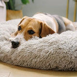 Fuzzy Round Fluffy Dog Bed - milospaw