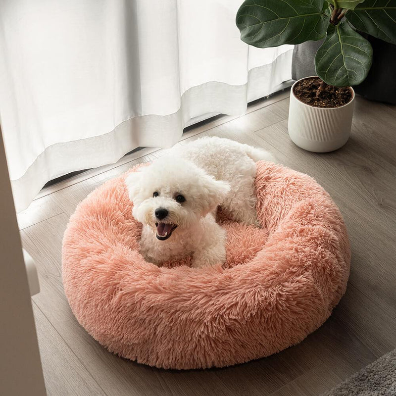 Fuzzy Round Fluffy Dog Bed - milospaw