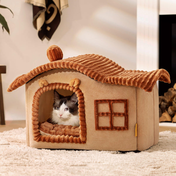 House Design Semi-Enclosed Cat Bed - milospaw