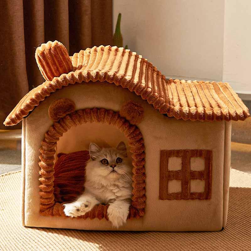 House Design Semi-Enclosed Cat Bed - milospaw