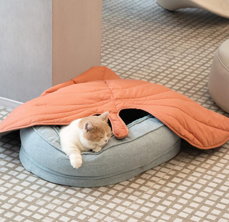 Leaf Shape Dog Blanket With Donut Dog Bed - milospaw