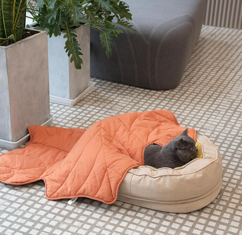 Leaf Shape Dog Blanket With Donut Dog Bed - milospaw