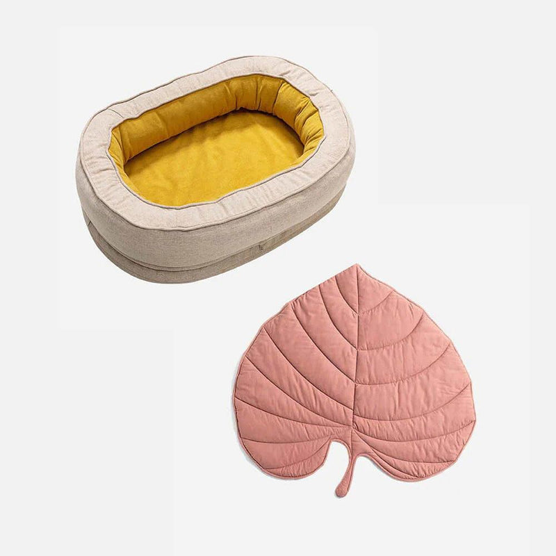 Leaf Shape Dog Blanket With Donut Dog Bed - milospaw