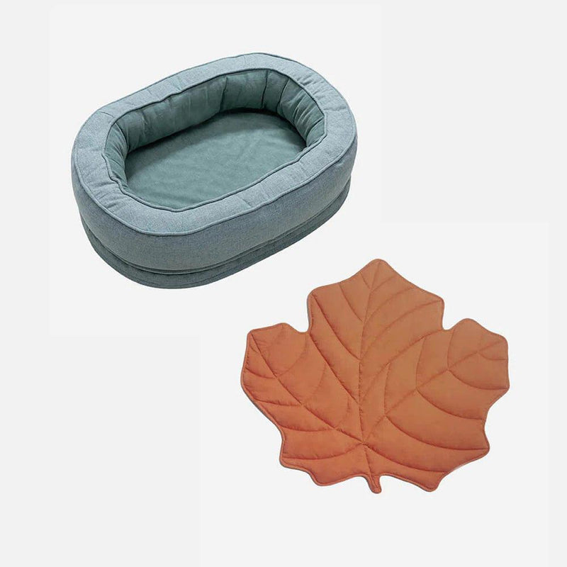 Leaf Shape Dog Blanket With Donut Dog Bed - milospaw