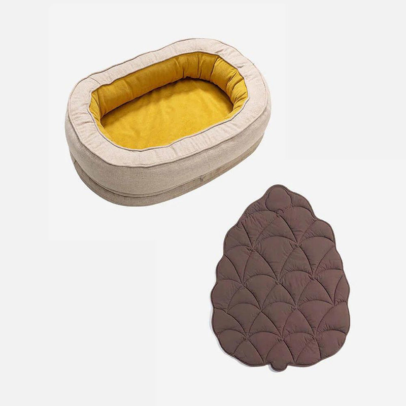 Leaf Shape Dog Blanket With Donut Dog Bed - milospaw