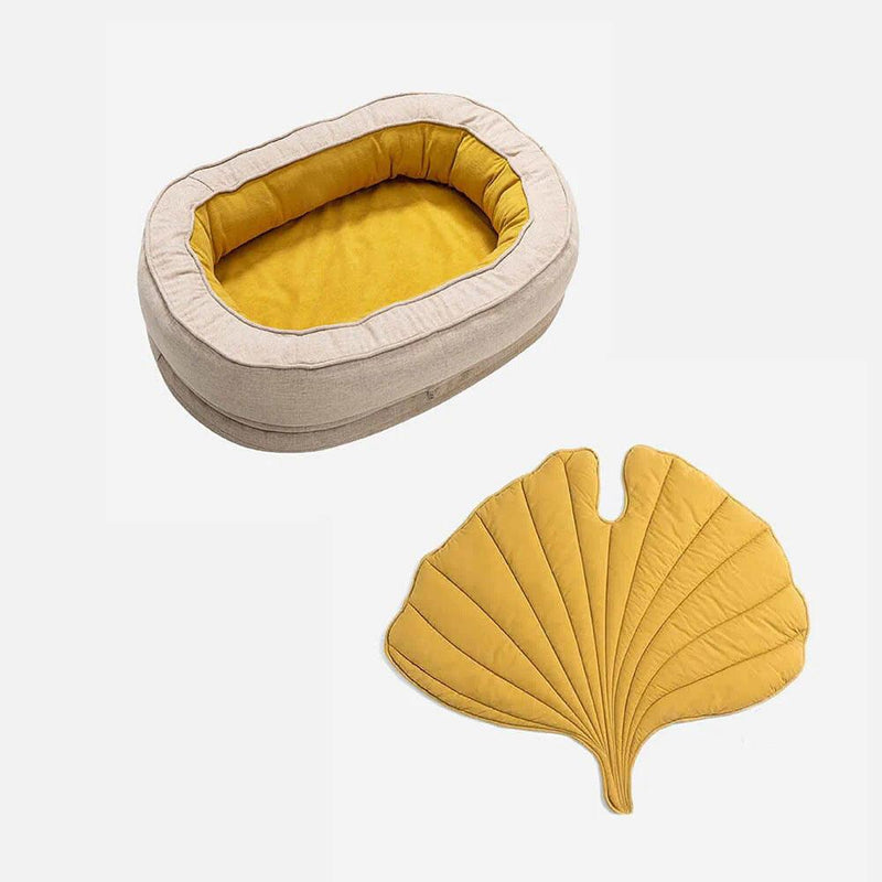 Leaf Shape Dog Blanket With Donut Dog Bed - milospaw