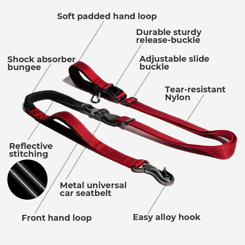 Multifunction Hands Free Dog Leash With Safety Seat Belt - milospaw