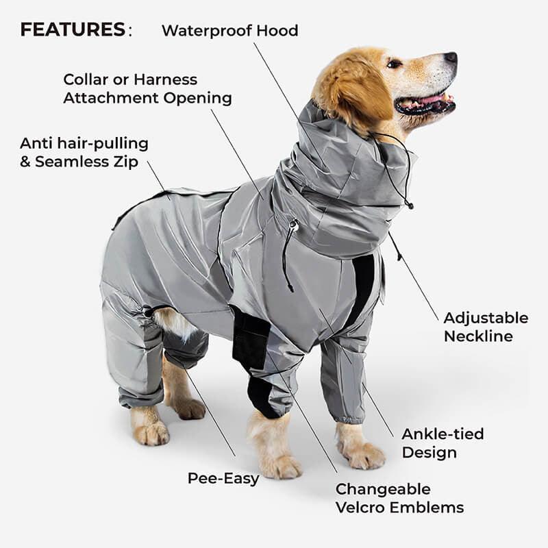 Reflective All-weather Waterproof Dog Rain Coat - milospaw