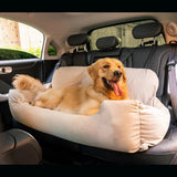 Travel Bolster Safety Medium Large Dog Car Back Seat Bed - milospaw