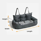 Travel Bolster Safety Waterproof Medium Large Dog Car Back Seat Bed - milospaw