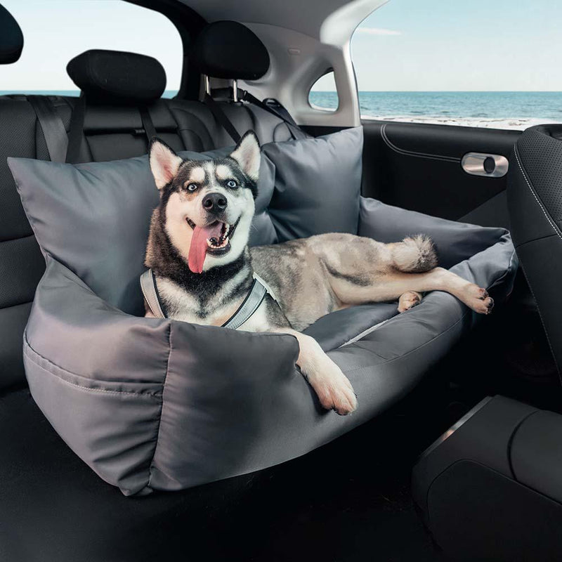 Travel Bolster Safety Waterproof Medium Large Dog Car Back Seat Bed - milospaw