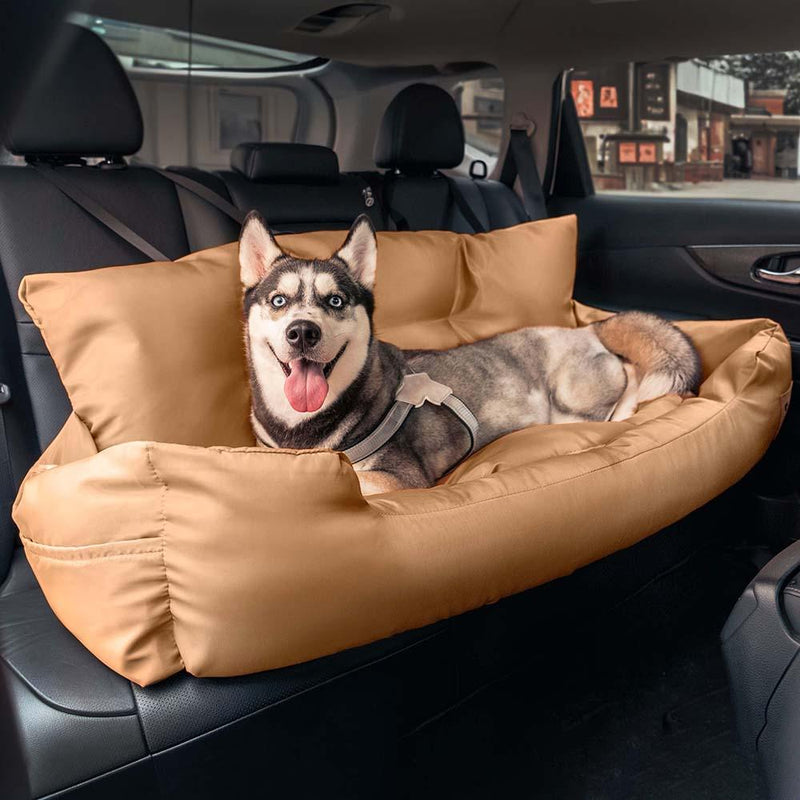 Travel Bolster Safety Waterproof Medium Large Dog Car Back Seat Bed - milospaw