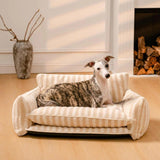 Trendy Striped Faux Lambswool Double Layer Dog & Cat Sofa Bed - milospaw