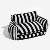 Trendy Striped Faux Lambswool Double Layer Dog & Cat Sofa Bed - milospaw