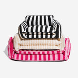 Trendy Striped Faux Lambswool Double Layer Dog & Cat Sofa Bed - milospaw