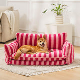 Trendy Striped Faux Lambswool Double Layer Dog & Cat Sofa Bed - milospaw