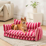 Trendy Striped Faux Lambswool Double Layer Dog & Cat Sofa Bed - milospaw