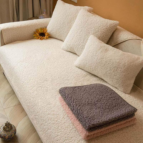 Ultrasoft Teddy Fleece Warm Non-Slip Couch Cover - milospaw