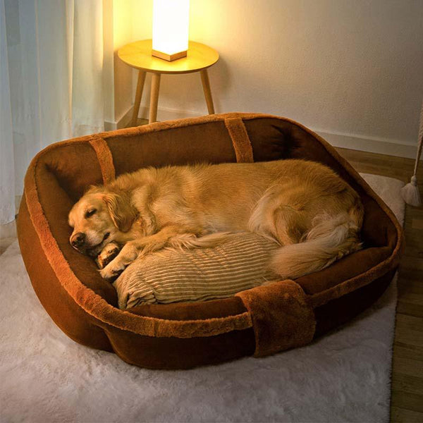 Vintage Large Cozy Calming Sofa Dog Bed - milospaw