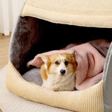 Warm Flannel Detachable Semi-Enclosed Large Dog Tent Bed - milospaw