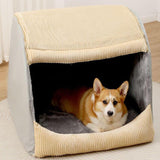 Warm Flannel Detachable Semi-Enclosed Large Dog Tent Bed - milospaw